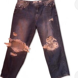 KanCan Women's Distressed Boot Cut Jeans - Dark Blue